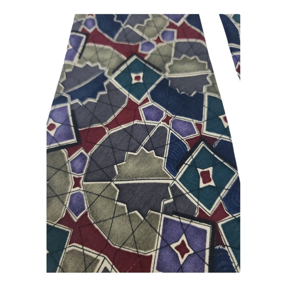 Hardy Amies London 100% Silk Tie in Green/Wine/Gray Multi - Picture 6 of 6